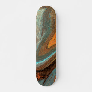 Modern Abstract Rustic Liquid Marble Paint Skateboard