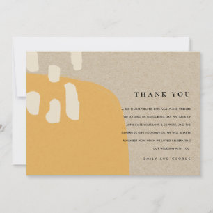 MODERN ABSTRACT RUSTIC ORANGE RUST KRAFT WEDDING THANK YOU CARD