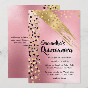 Modern abstract safari glitter gold pink party invitation