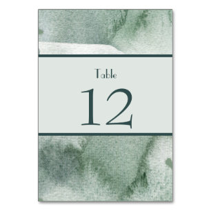 Modern Abstract Sage Green Moss Watercolor Table Number