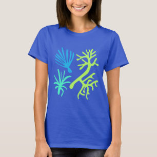Modern Abstract Sea Life Pink Lime Green and Aqua  T-Shirt
