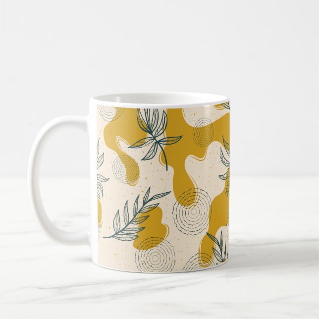 Modern abstract seamless pattern with hand drawn t coffee mug (Left)