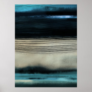 Modern Abstract Seascape Contemporary Coastal Art Poster