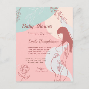 Modern Abstract Shape Expectant Mum Baby Shower Postcard