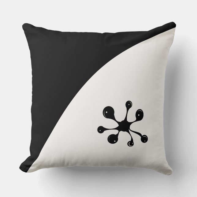 Modern Abstract Shape on Black & White Cushion (Front)