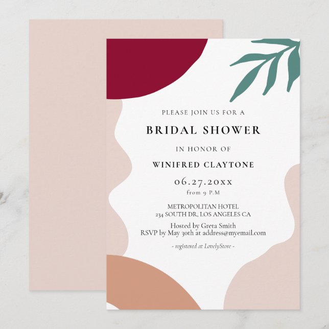 Modern abstract shapes Bridal shower Invitation (Front/Back)
