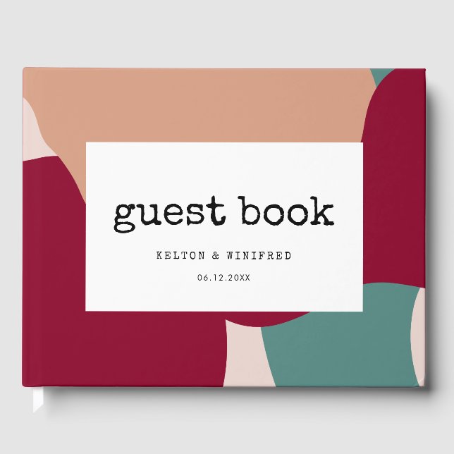 Modern abstract shapes contemporary wedding guest book (Front)