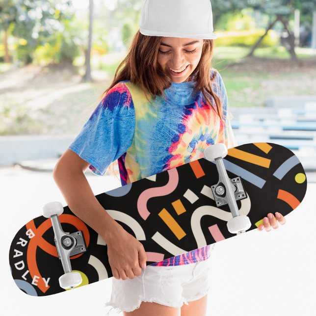Modern Abstract Shapes Custom Personalised Name Skateboard (Creator Uploaded)