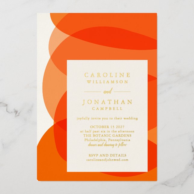Modern Abstract Shapes in Orange Chic Wedding (Front)