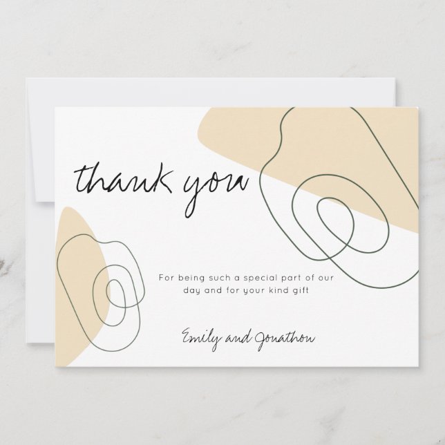 Modern Abstract Shapes Lines Photo wedding Thank You Card (Front)