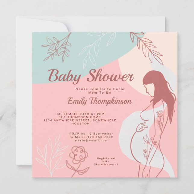 Modern Abstract Shapes Mum To Be Baby Shower Invitation (Front)