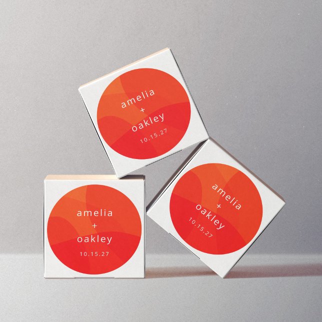 Modern Abstract Shapes Orange Bold Custom Wedding Classic Round Sticker (Creator Uploaded)