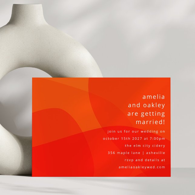 Modern Abstract Shapes Orange Bold Unique Wedding Invitation (Creator Uploaded)