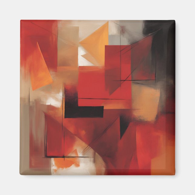 Modern Abstract Shapes Painting Colourful Art Magnet (Front)