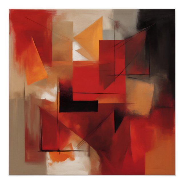 Modern Abstract Shapes Painting Colourful Art Poster (Front)