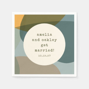 Modern Abstract Shapes Sage Teal Custom Wedding Napkin