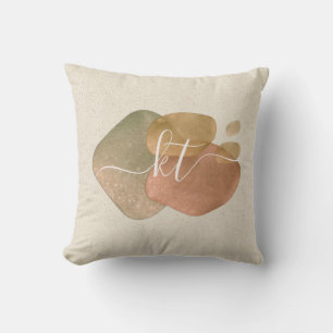 Modern Abstract Shapes Script Monogram Cushion