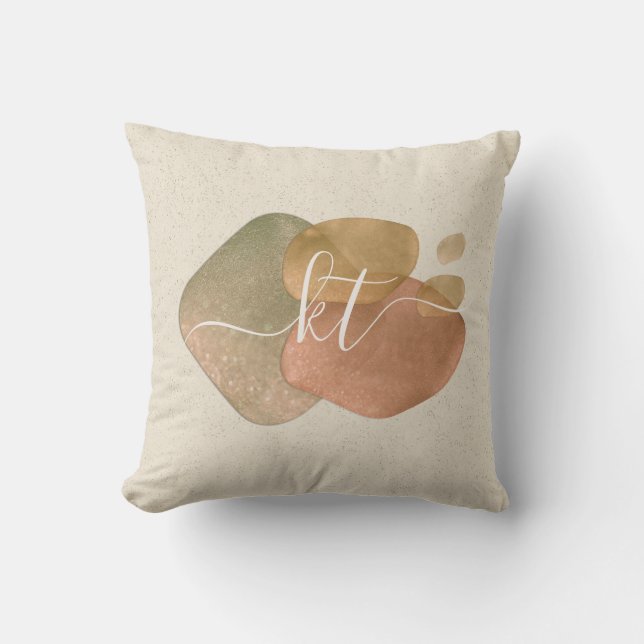 Modern Abstract Shapes Script Monogram  Cushion (Front)