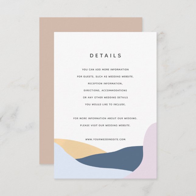 Modern Abstract Shapes Wedding Details Card (Front/Back)