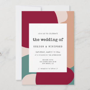 Modern abstract shapes wedding invitation