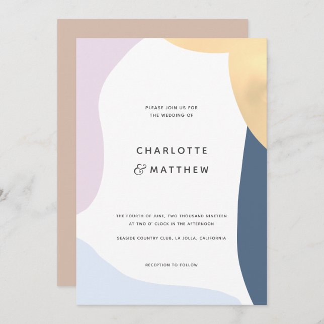 Modern Abstract Shapes Wedding Invitation (Front/Back)
