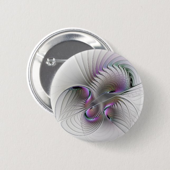Modern Abstract Shy Fantasy Figure Fractal Art 6 Cm Round Badge (Front & Back)