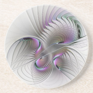Modern Abstract Shy Fantasy Figure Fractal Art Coaster