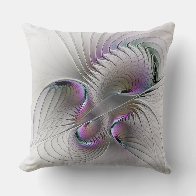Modern Abstract Shy Fantasy Figure Fractal Art Cushion (Front)