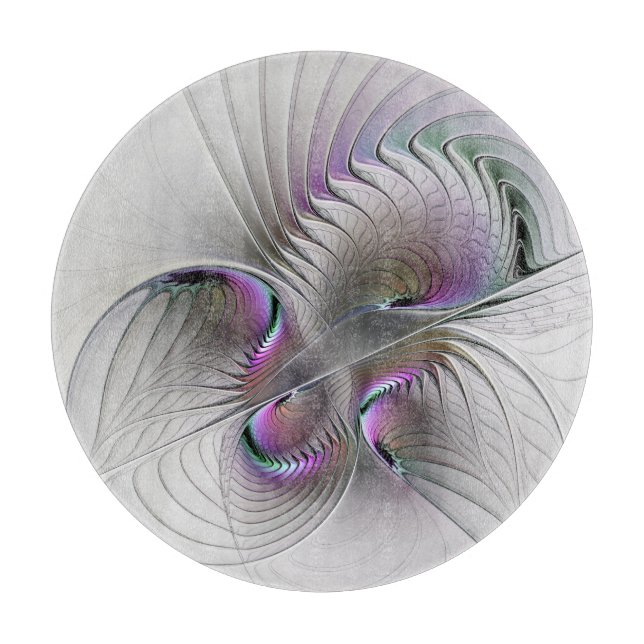 Modern Abstract Shy Fantasy Figure Fractal Art Cutting Board (Front)