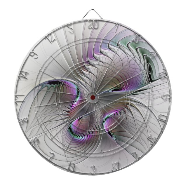 Modern Abstract Shy Fantasy Figure Fractal Art Dartboard (Front)