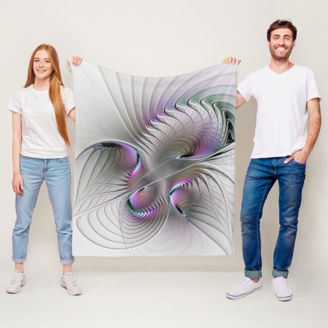 Modern Abstract Shy Fantasy Figure Fractal Art Fleece Blanket (In Situ)