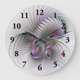 Modern Abstract Shy Fantasy Figure Fractal Art Large Clock