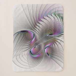 Modern Abstract Shy Fantasy Figure Fractal Art Sherpa Blanket