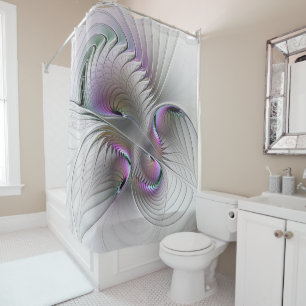 Modern Abstract Shy Fantasy Figure Fractal Art Shower Curtain