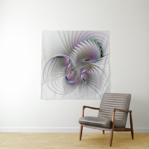 Modern Abstract Shy Fantasy Figure Fractal Art Tapestry