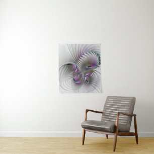 Modern Abstract Shy Fantasy Figure Fractal Art Tapestry