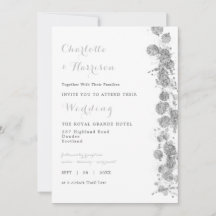 Modern Abstract Silver White Photo Wedding
