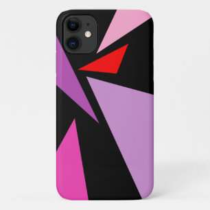 Modern Abstract Simple Geometric Red pink Black iPhone 11 Case
