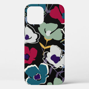 Modern abstract simple little flowers and leaves e iPhone 12 case