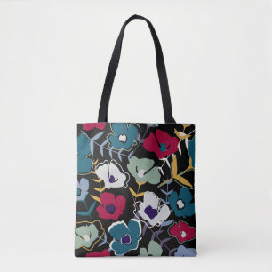 Modern abstract simple little flowers and leaves e tote bag
