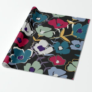 Modern abstract simple little flowers and leaves e wrapping paper