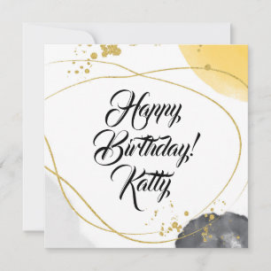 Modern Abstract Simple Script Happy Birthday Card