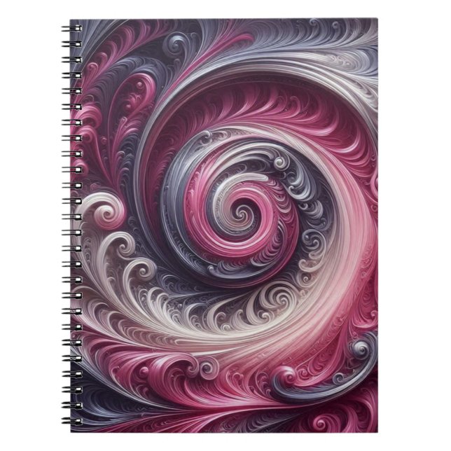 Modern Abstract Simple Swirling Pink and Purple Notebook (Front)