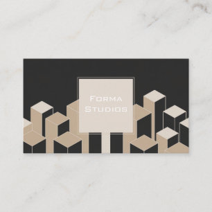 Modern Abstract Skyline Beige Geometric Black Business Card
