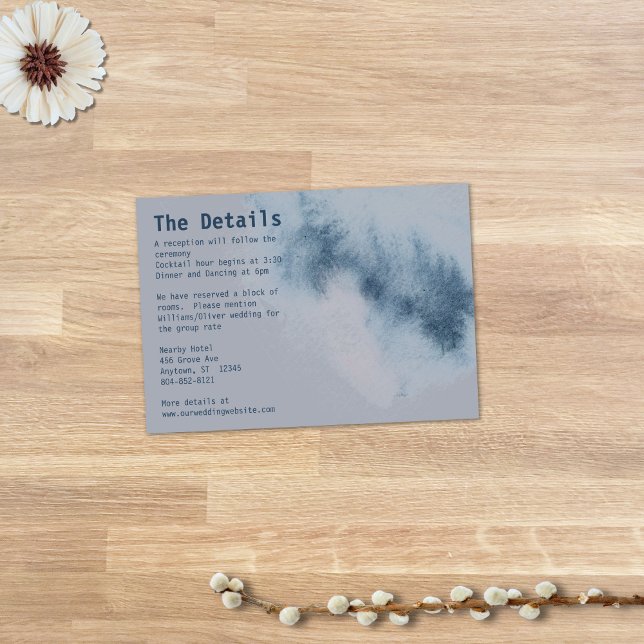 Modern Abstract Slate Blue Grey Mist Watercolor Enclosure Card (Creator Uploaded)