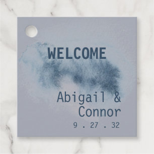 Modern Abstract Slate Blue Grey Mist Watercolor Gi Favour Tags