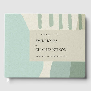 MODERN ABSTRACT SOFT AQUA BLUE ARTISTIC WEDDING GUEST BOOK