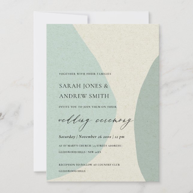 MODERN ABSTRACT SOFT AQUA BLUE ARTISTIC WEDDING INVITATION (Front)