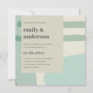 MODERN ABSTRACT SOFT AQUA BLUE ARTISTIC WEDDING INVITATION