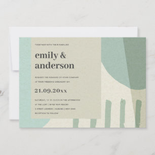 MODERN ABSTRACT SOFT AQUA BLUE ARTISTIC WEDDING INVITATION